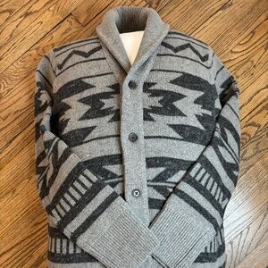 NWT Banana Republic Merino Blend Cardigan - Charcoal Geometric Pattern - XL